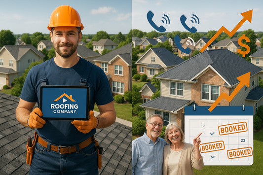 I like this image but the roofing contractor is holding a tablet backwards recreate image